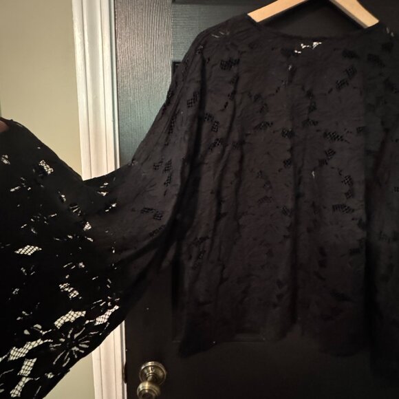 NWOT Free People Tie Front Lace Top Black One Size - Picture 4 of 4